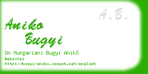 aniko bugyi business card
